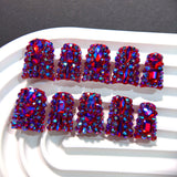 Red AB Crystal Nails with Full Glitter Luxury Finish