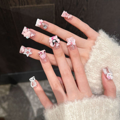 Cartoon duck bill cute dopamine kady cat heart short sweet cool  phototherapy press on nails removable | 365nails