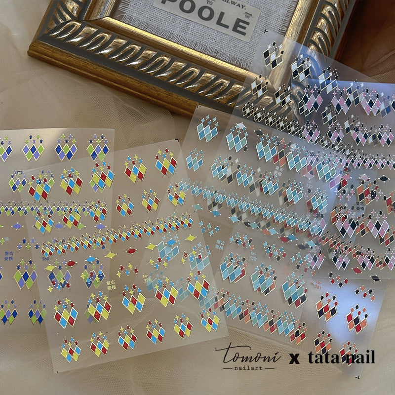 365nails: "Vintage Gold Foil Argyle Geometric" – Nail Art Stickers