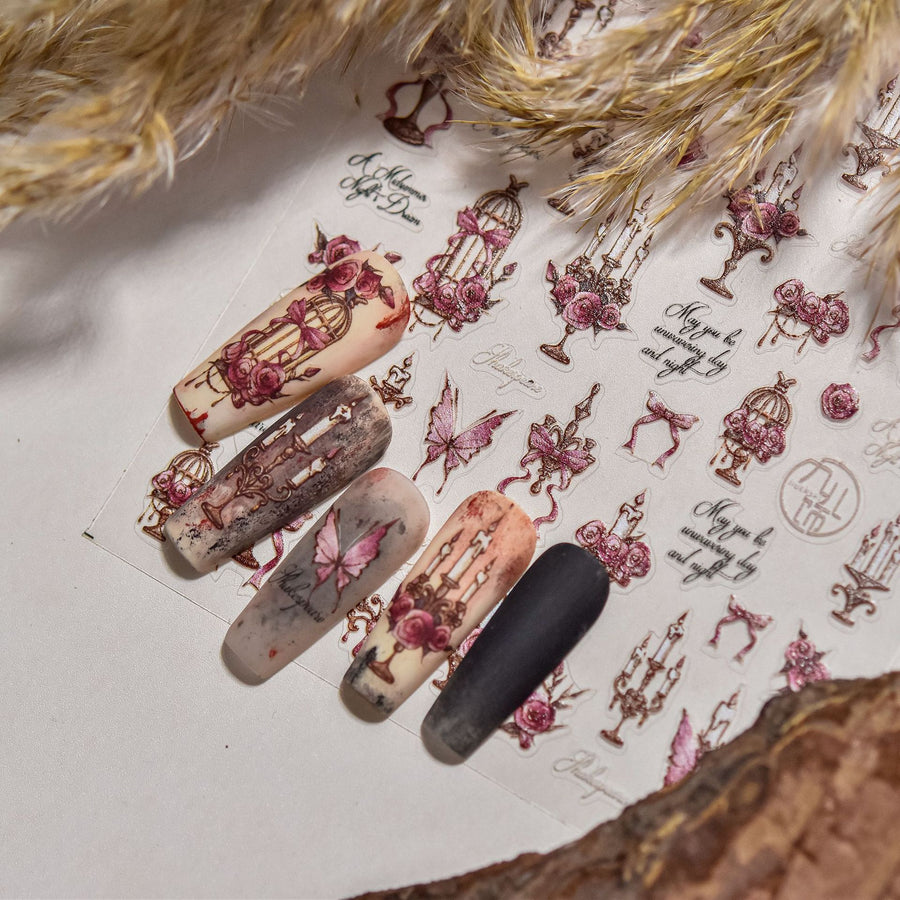 365nails: "lapin vintage et dentelle à nœud" – Autocollants pour ongles