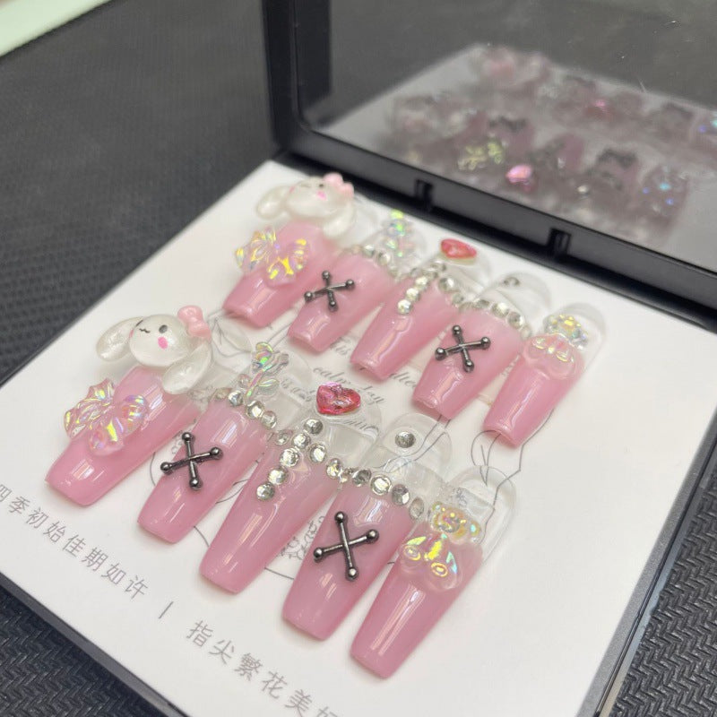 Unhas longas artesanais estilo Spice Girl Kulomie, produto final destacável e explosivo | 365nails