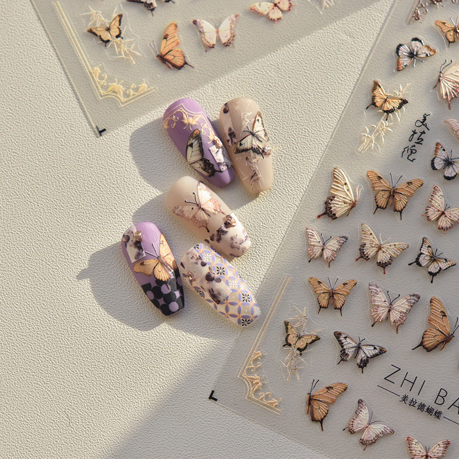 365nails: "Borboleta Sépia Vintage" – Adesivos para Unhas