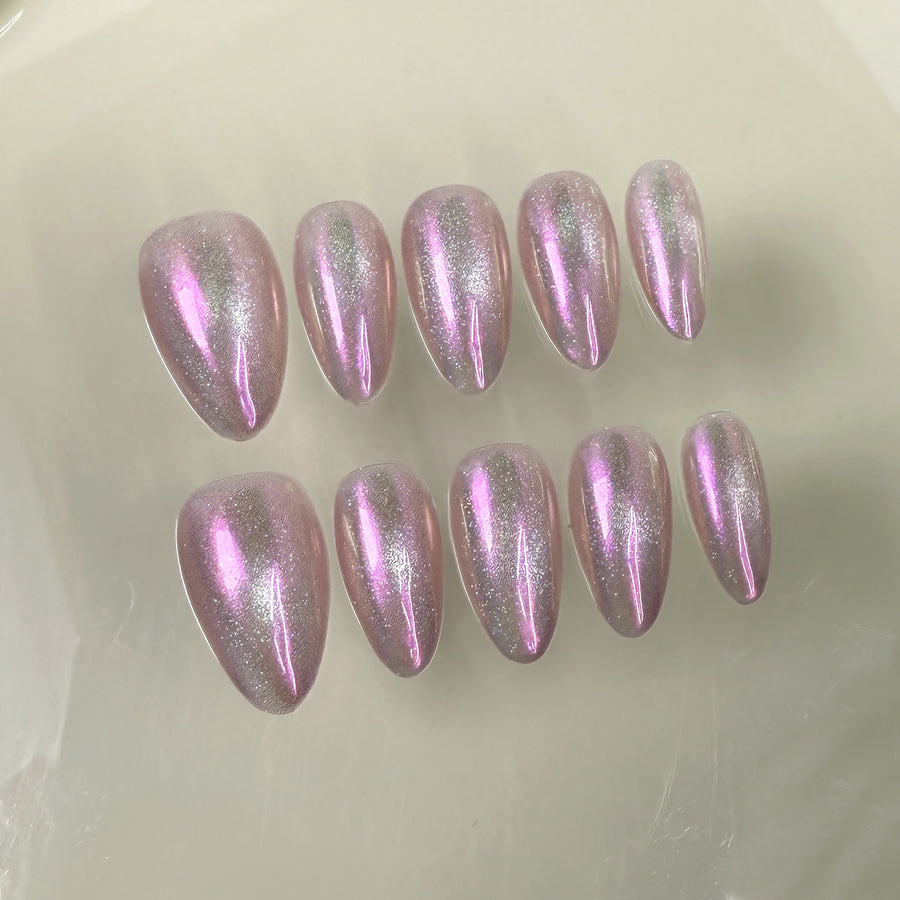 Uñas almendradas, diseño de ojo de gato, uñas postizas cortas, hechas a mano, venta al por mayor de fábrica | 365nails