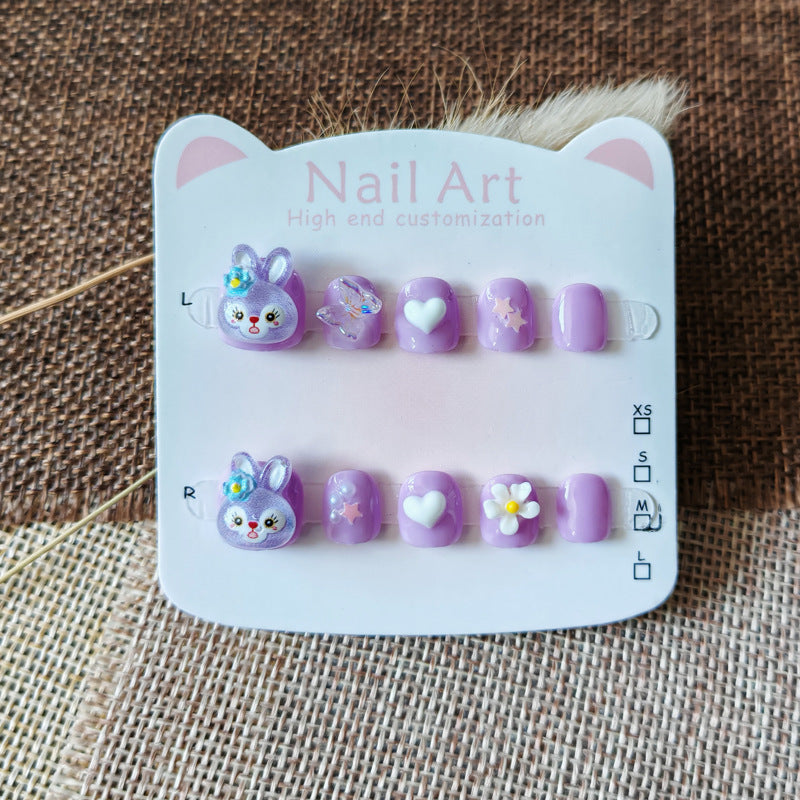 365nails: "pastel stellalou" – short round handmade kids press-on nails