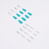 French Wear Nail Lake Blue Nail Art White Unha Postiça Patch de Unha Almofada de Unha Removível Unha Postiça Unhas｜365nails