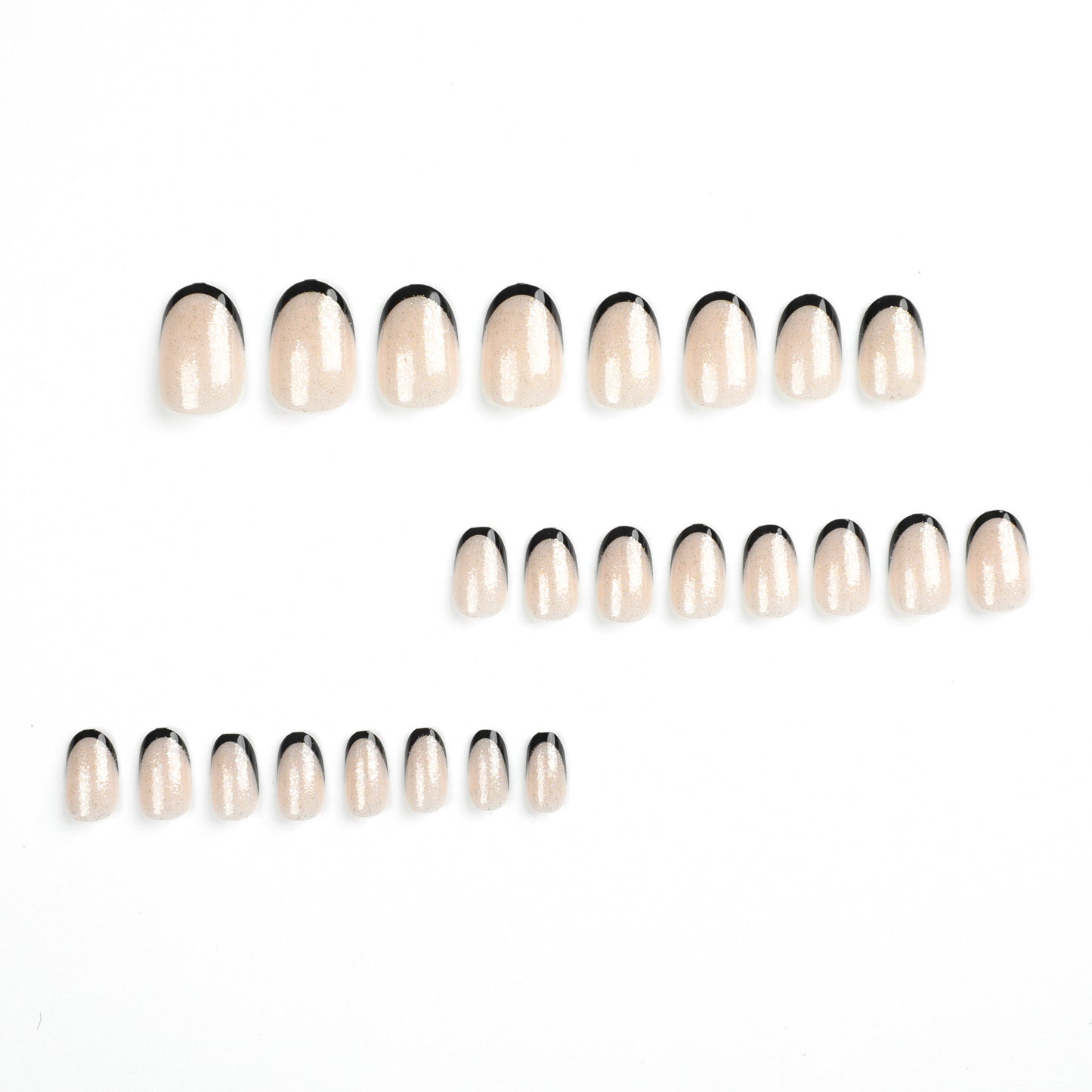 Wearing nail piece Black French glitter Short wearing nail piece Detachable finished nail piece Wholesale nail