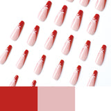 Pieza de arte de uñas con borde rojo, copo de nieve navideño francés, producto terminado, parche de arte de uñas al por mayor ｜365nails