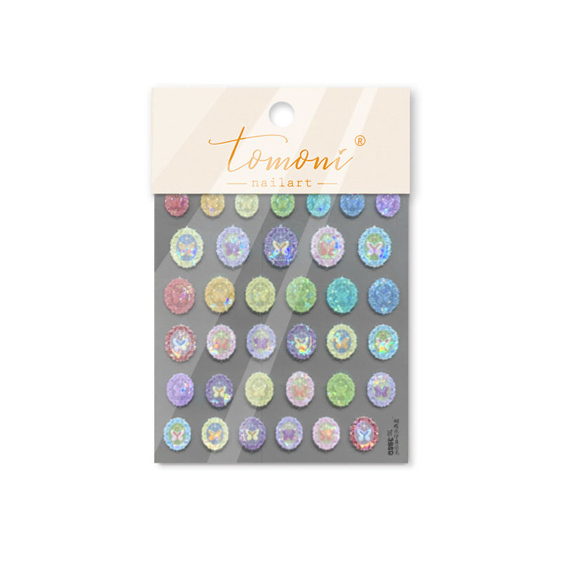 Holographic Cameo Nail Stickers – 5D Embossed Vintage Gem Set