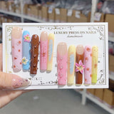 Sweet Amber Floral Gradient Crystal Art Press On Nail Set