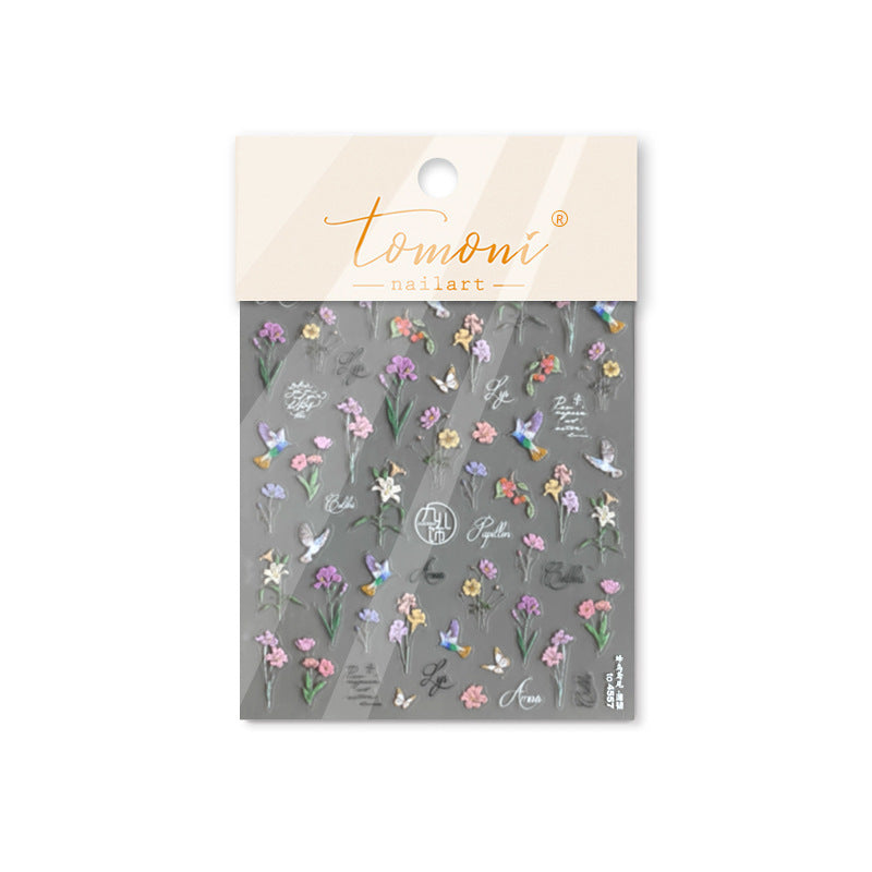 Adesivos de Unha Orientais Florais & Borboletas – Conjunto Jardim Encantado 5D em Relevo