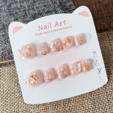 365nails: "champagne princess crown" – short squoval handmade kids press-on nails