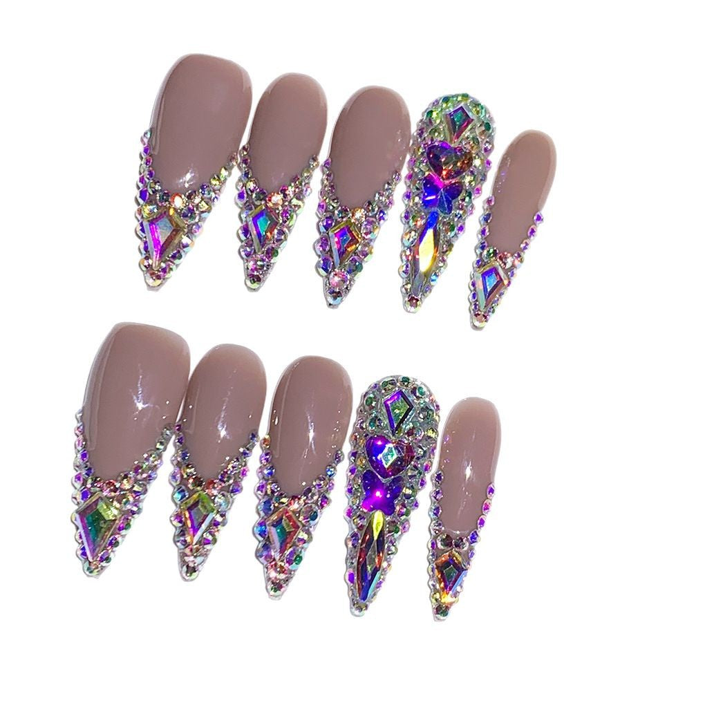 Nude AB Crystal Stiletto Press-On Nails