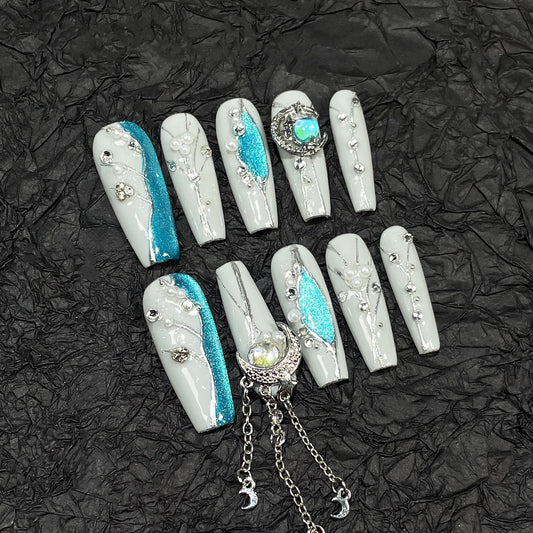 Star Moon Galaxy Sweet and Cool Spice Girls Handmade Nail Wear Heavy Industry Light Luxury New Nail Patch Wearable Nail Patch｜365nails