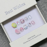 New handmade press-on nails cute cartoon fake nail flakes 3-12 years old