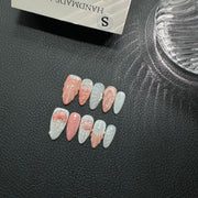 365nails: "Angel's Whisper" – 3D 플라워·마블 수제 아몬드형 네일