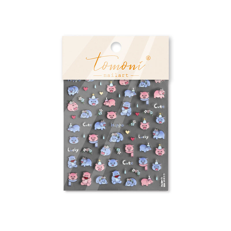 365nails: "Cute Pastel Hippo" –Nail Art Stickers