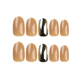 Electroplated gold press on nails solid color khaki nail piece press on nail removable nail piece wholesale｜365nails