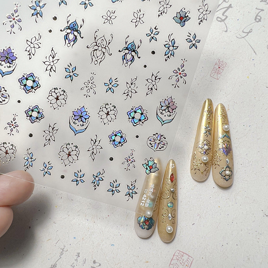 中式金箔卷軸系列：「優雅金箔卷軸紋」— 3D 浮雕甲貼