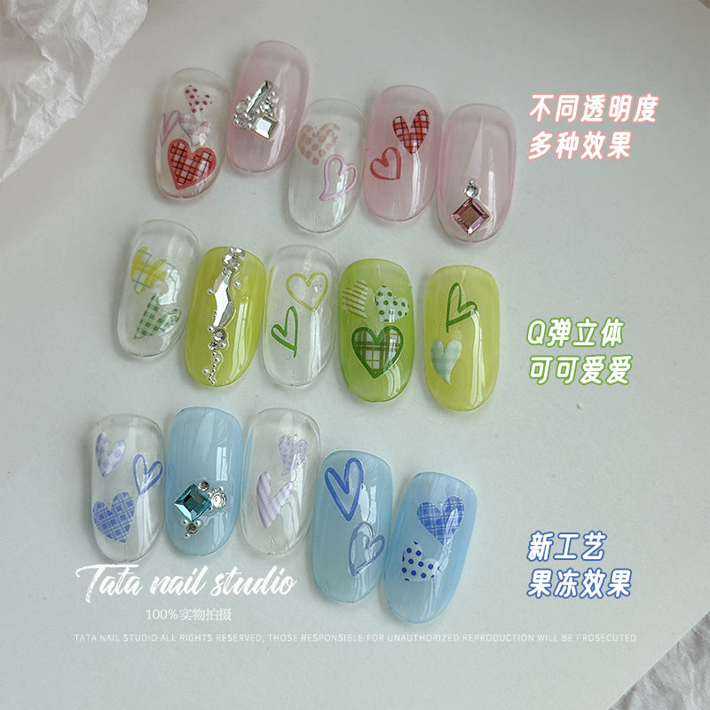 365nails: 「甜美格紋果凍愛心系列」 – 美甲貼紙