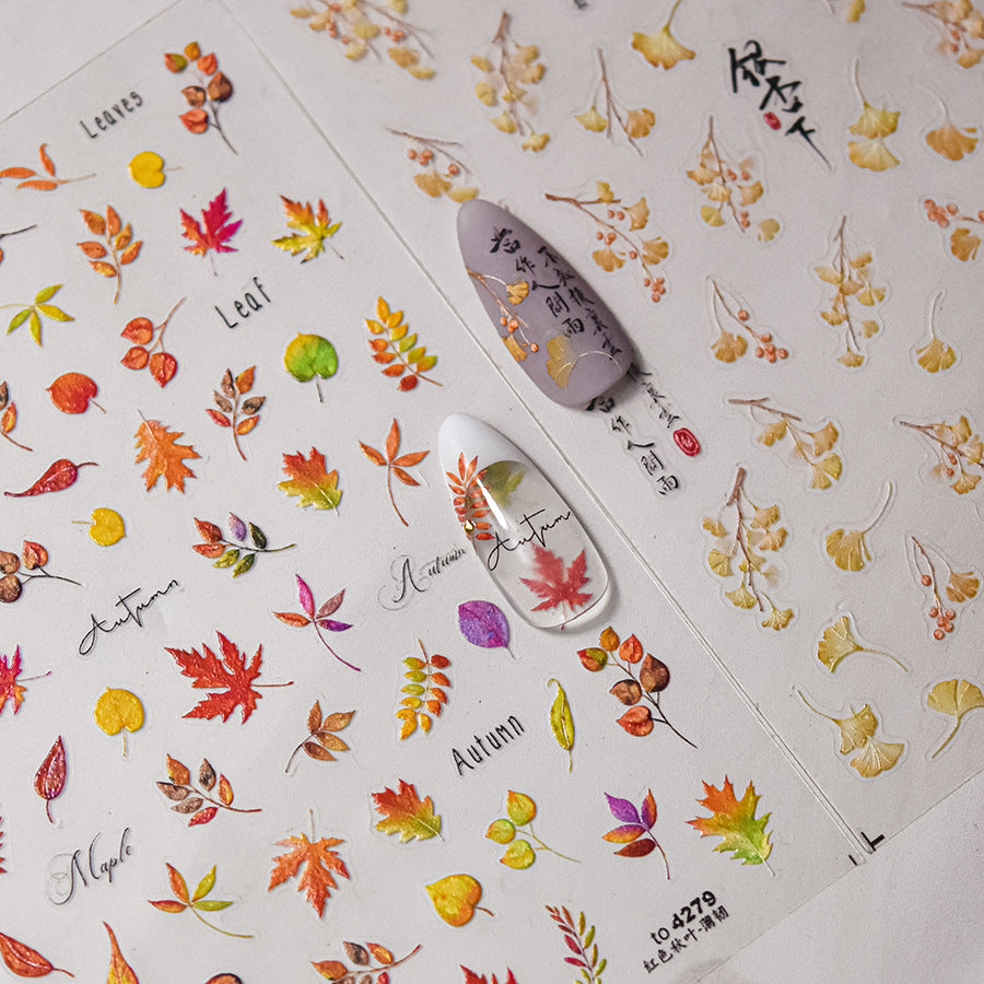 365nails: "Golden Ginkgo & Calligraphy" – nail art stickers