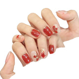 Red Gold Phoenix Inspired Elegant Press On Nails