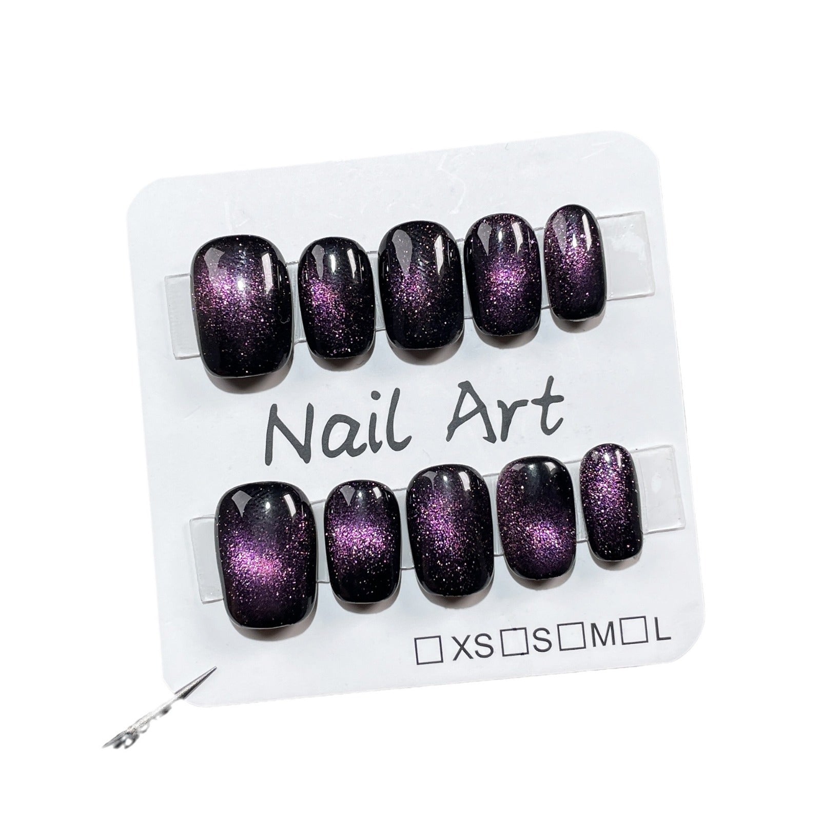 Handmade press on nails 9D spar cat eye simple short   ｜365nails