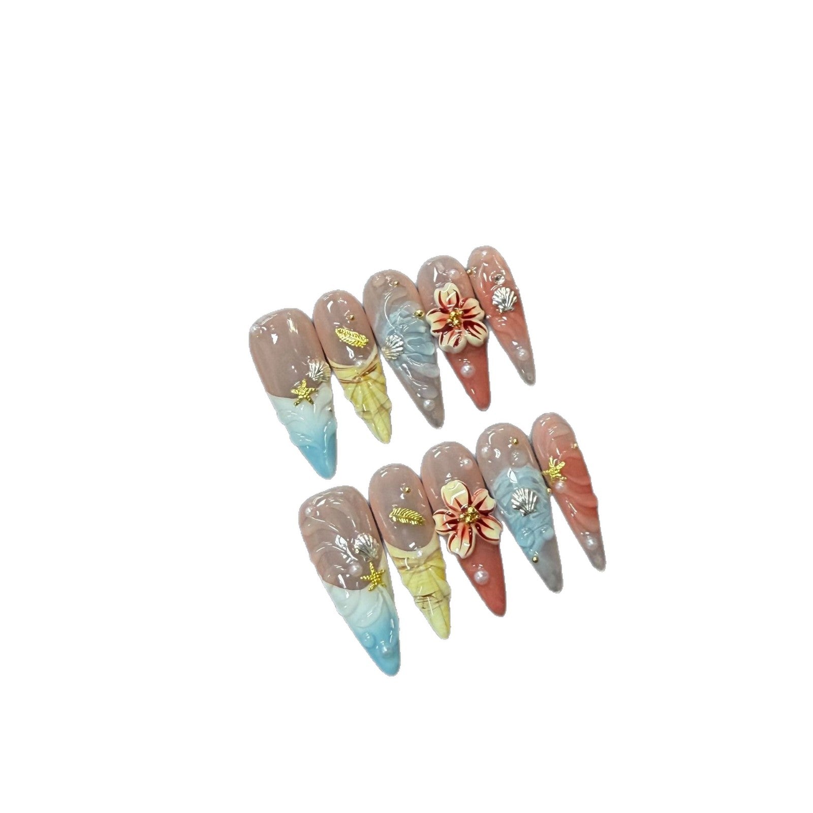 365nails: "Summer Bloom" – 3D Floral Handmade Stiletto Nails