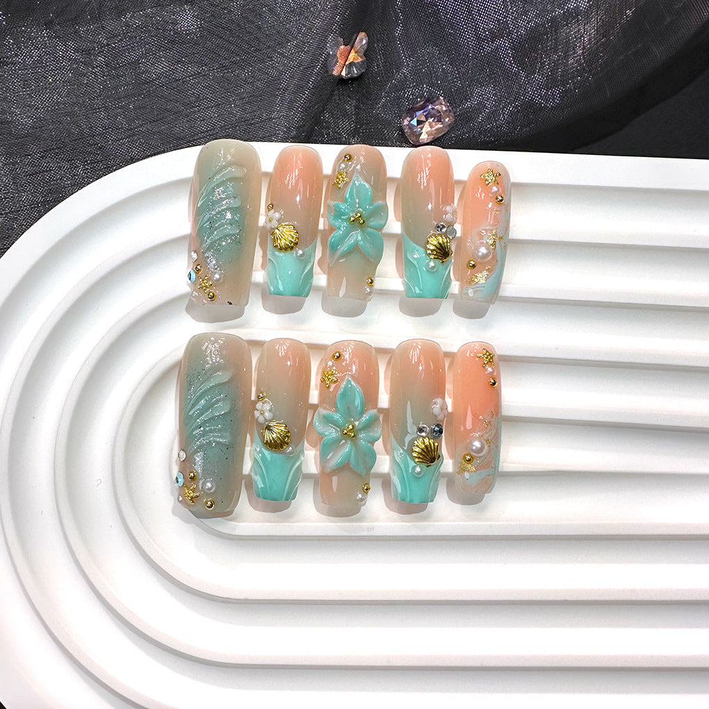 Ocean Starfish Shell Press-On Nails