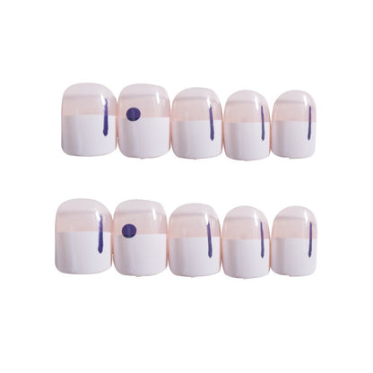 White and blue dot half-section graffiti  finished nail art patch  fake nail  ｜365nails