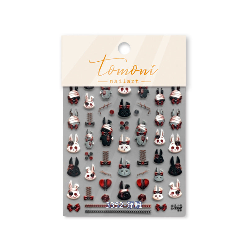 Dark Bunny Embossed – Gothic Punk Nail Art Set
