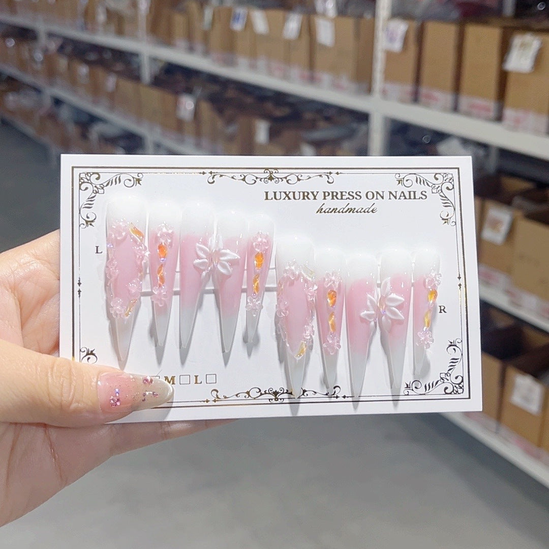 Sweet Blush Floral Extra Long Stiletto Press On Nails