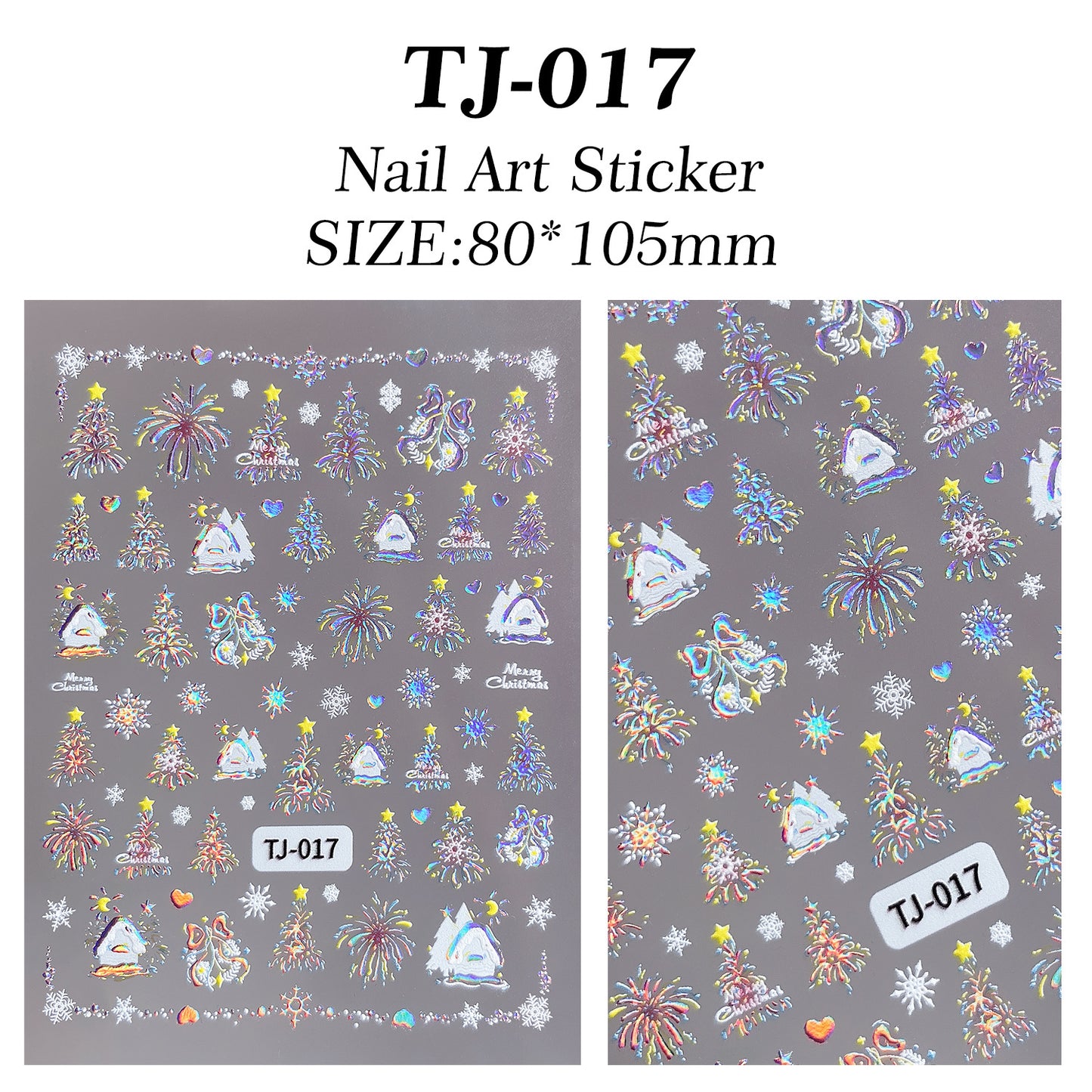 Christmas colorful hut nail art sticker 5D relief three-dimensional Christmas atmosphere nail sticker jewelry TJ model