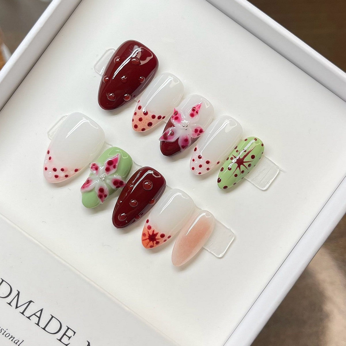 365nails: "Fruit Fantasy" – 3D Strawberry Handmade Square Nails