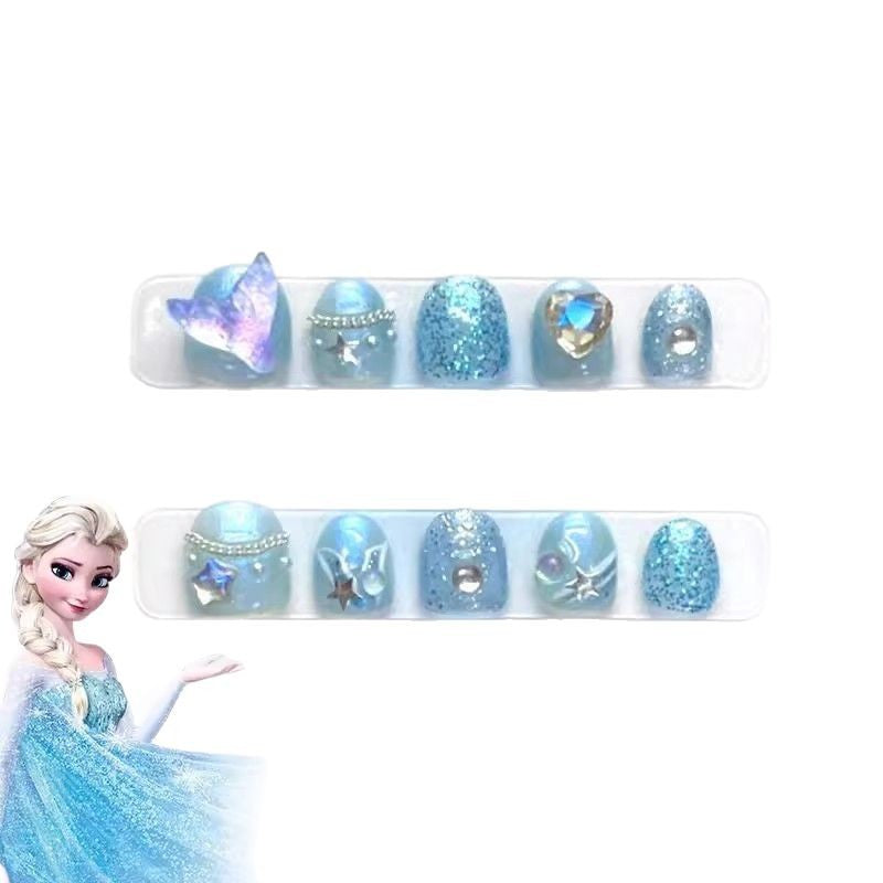 365nails: "dreamy mermaid princess" – short round handmade kids press-on nails