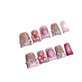 Nude Red Star Floral Press On Nails