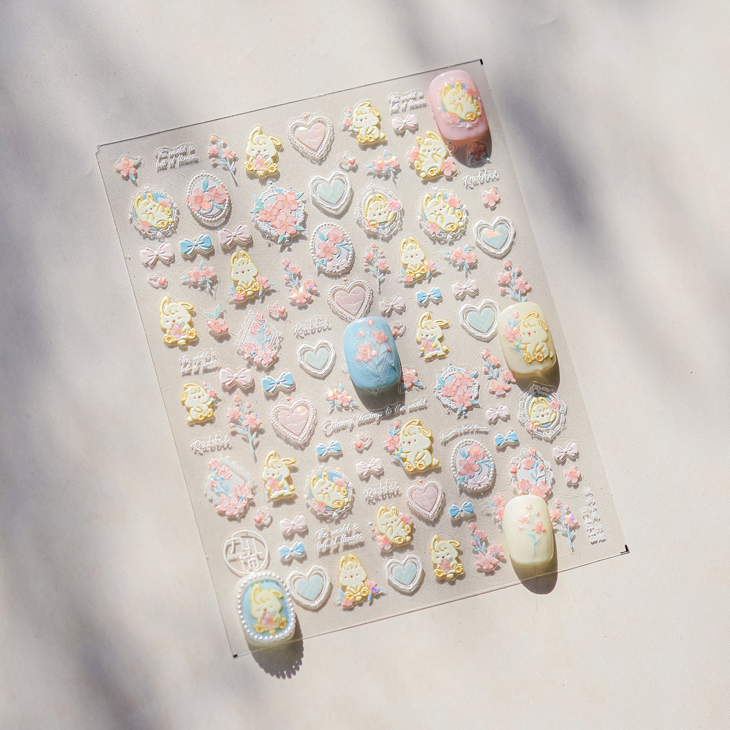 365nails : « Lapin holographique et cœur » – Autocollants pour ongles