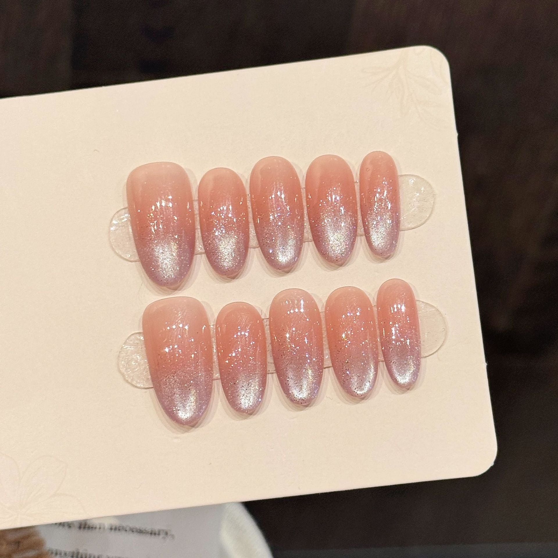 Sheer Pink Ombré Glitter Dust Simple Aesthetic Press-On Nails