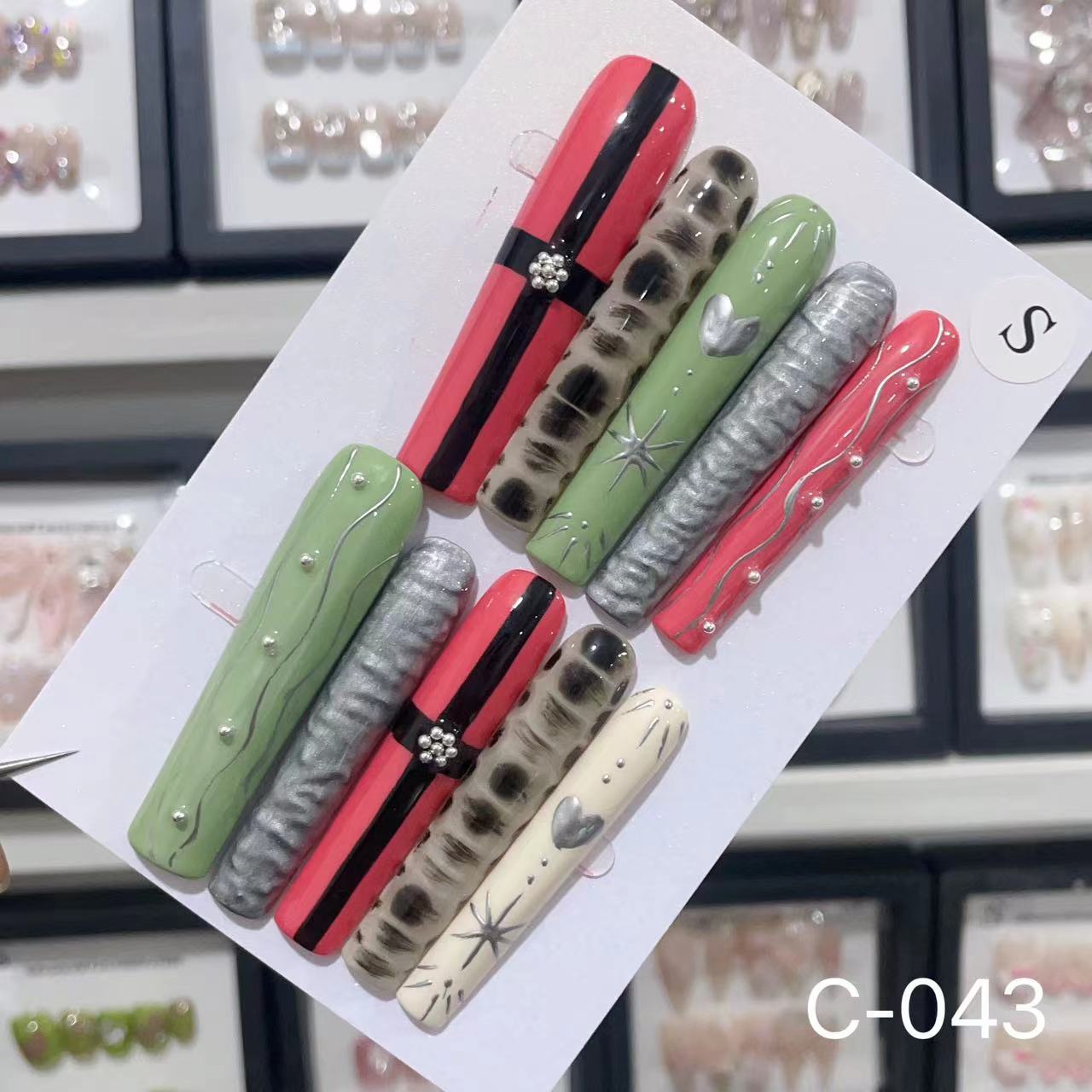 Extra Long 5.5cm Water Pipe Press-On Nails | Handmade Collection | Round Shape