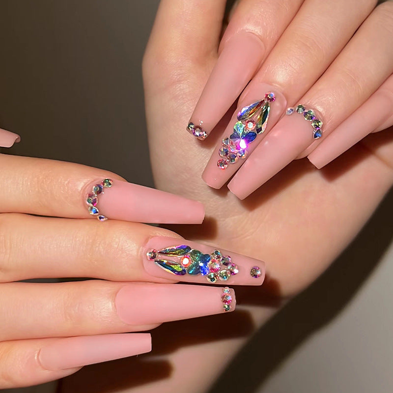 Armadura de ballet extra larga con diamantes de imitación mate en polvo desnudo, venta al por mayor, producto terminado, pieza de armadura, producto terminado, armadura desmontable | 365nails