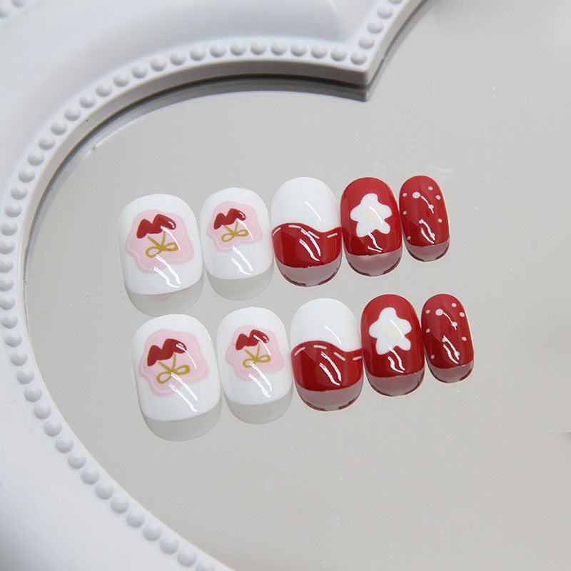 Kids nails Red Polka Dots Strawberry Nail Art Patches 24 Tablets｜365nails