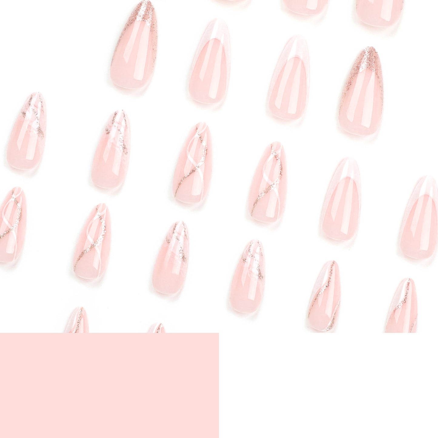 pads  medium and long glitter striped French fake es finished 24 pieces  style nail art｜365nails