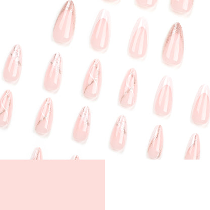 pads  medium and long glitter striped French fake es finished 24 pieces  style nail art｜365nails
