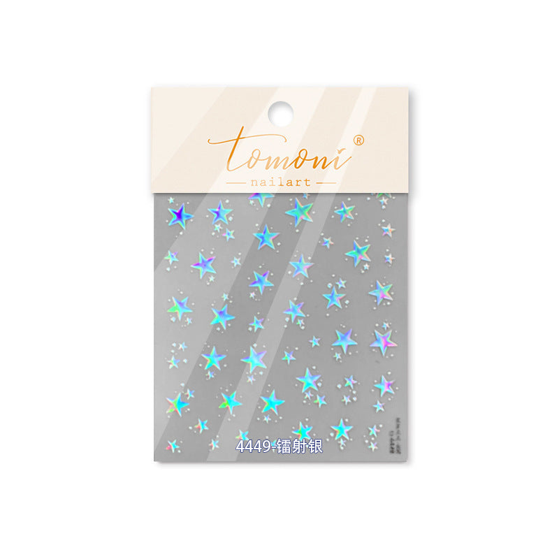 Holographic Star: "Rainbow Sparkle" – 3D Embossed Nail Sticker