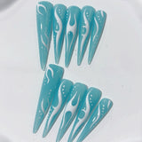 Aqua Flame Y2K Glossy Press On Nail Set