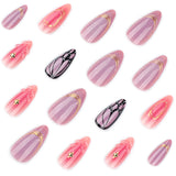 Glossy Nude Square Press On Nails with Silver Glitter Dots