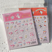 Sanrio My Melody & Hello Kitty: "Kawaii Sanrio Friends" – 5D Embossed Nail Sticker