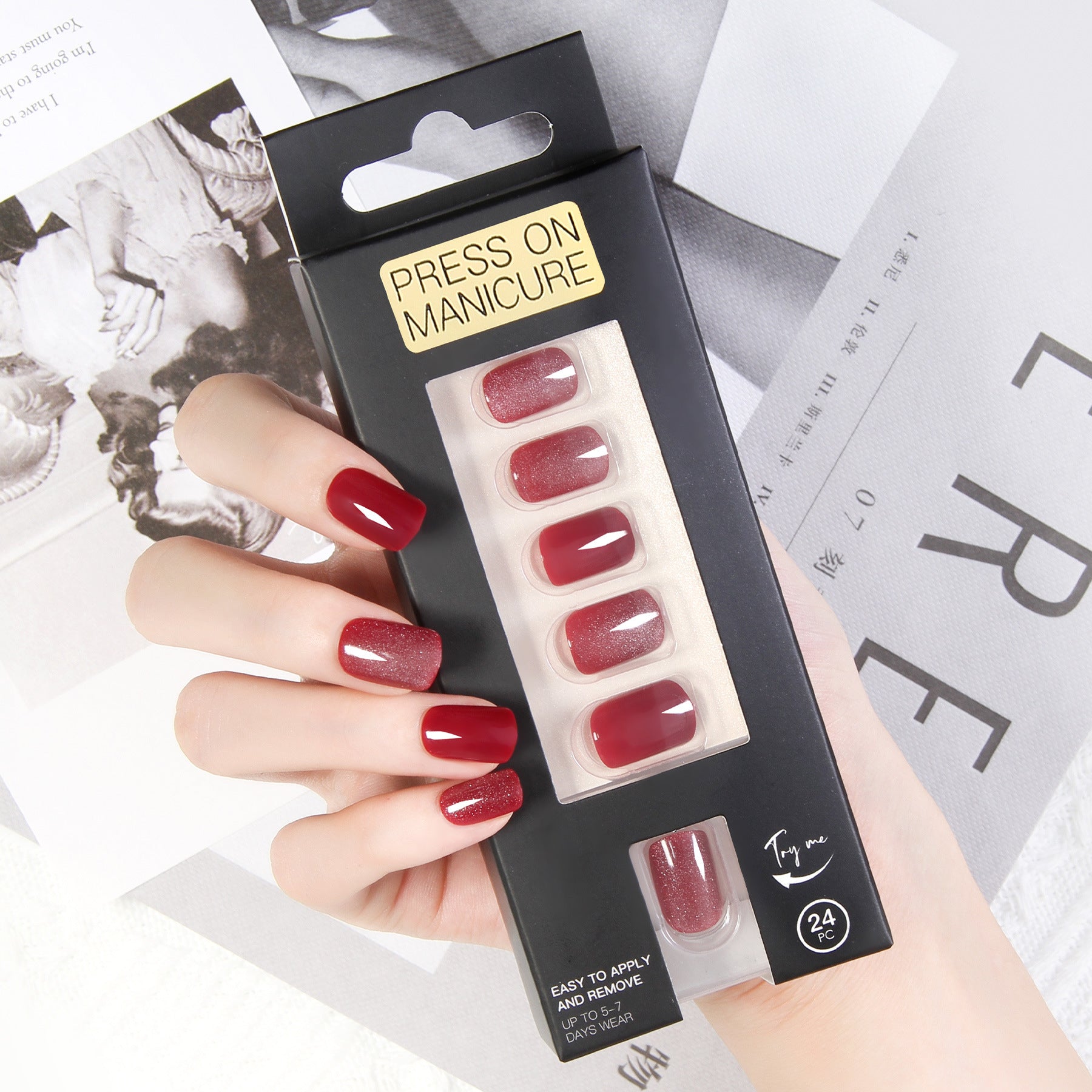 Starry Cat Eye Short Nail Set