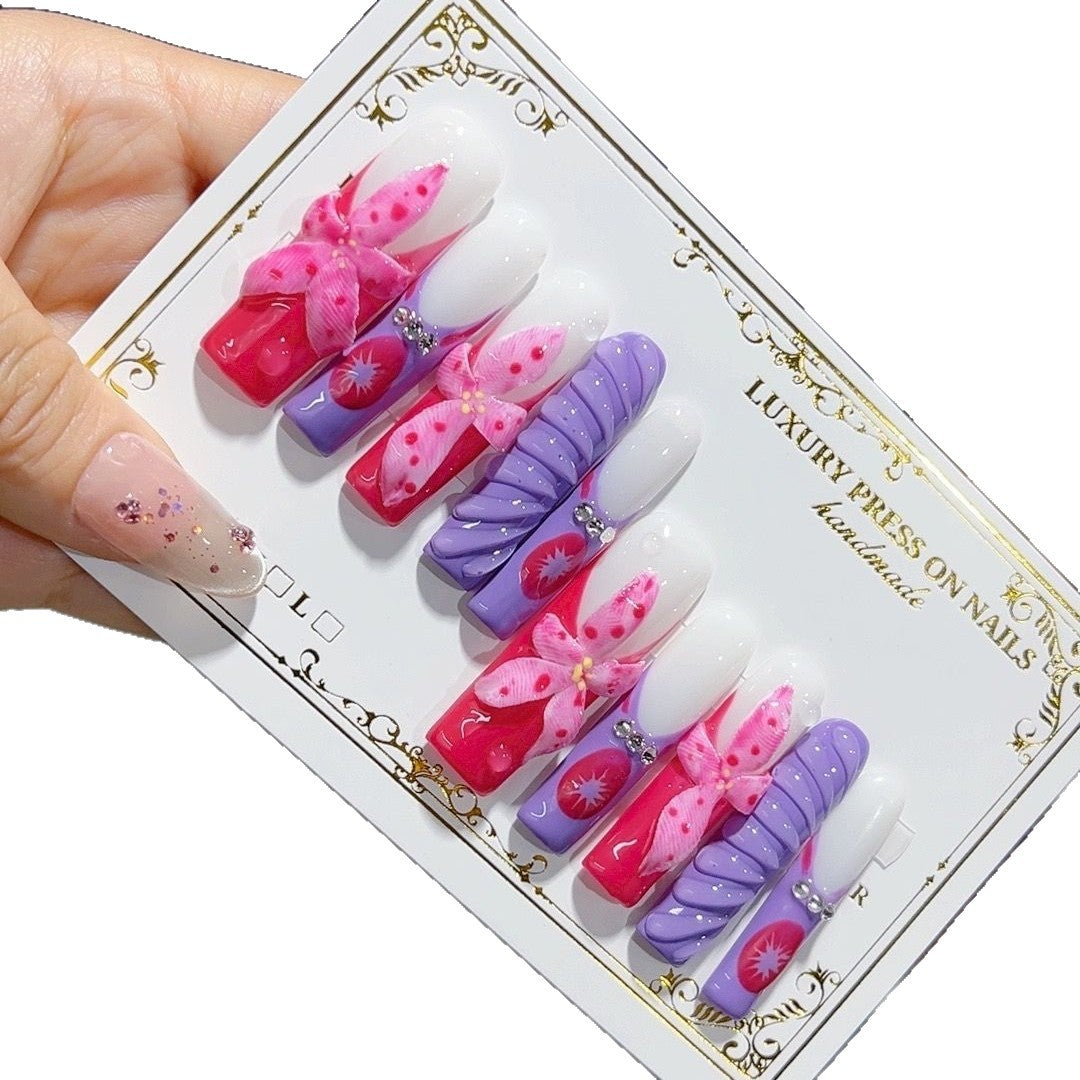 Bold Floral Ombre Sculpted Press On Nails