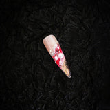 [Yin Juan]New Chinese Pure Desire Wind Hand-painted smudged cheongsam floral quicksand flow hemp press on nail