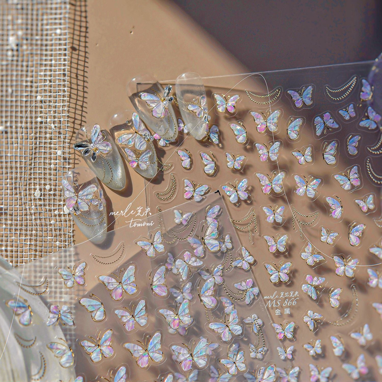 365nails: "holographic gold butterfly embossed set" – Nail Art Stickers